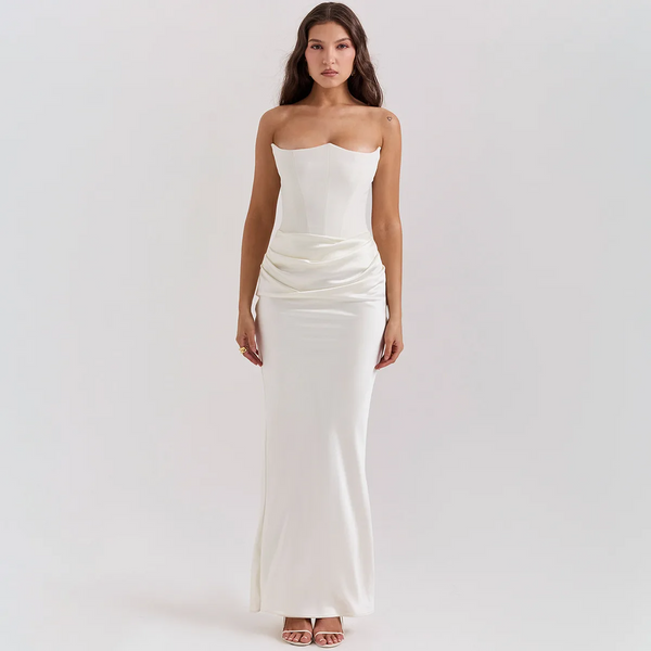 Ivory Dreams Straplez Maxi Elbise