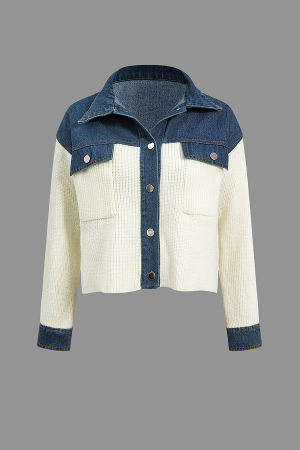 Denim Contrast Knit Ceket