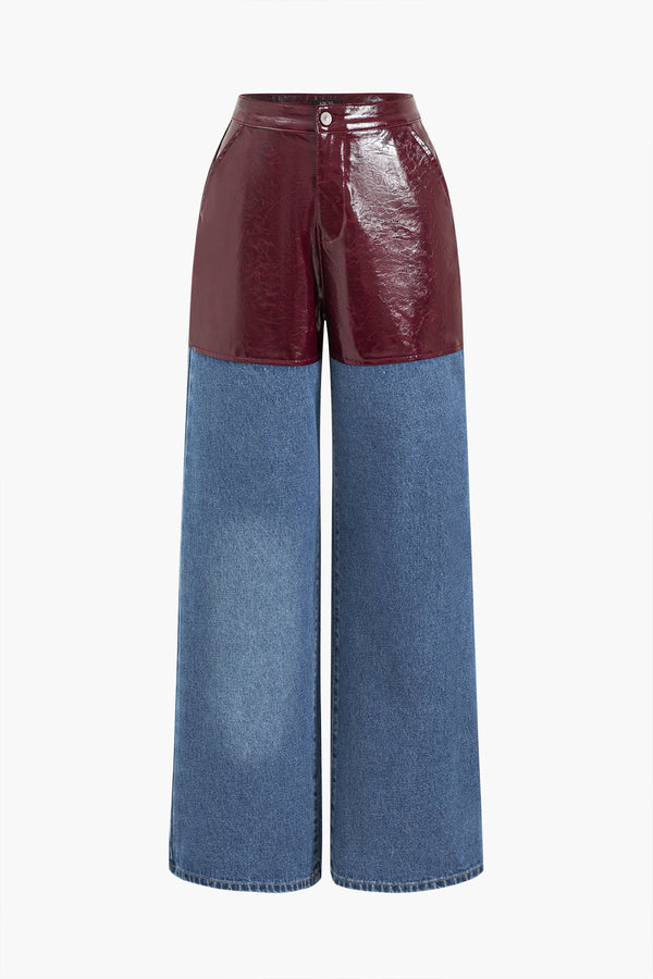 Burgundy Shine Panel Denim