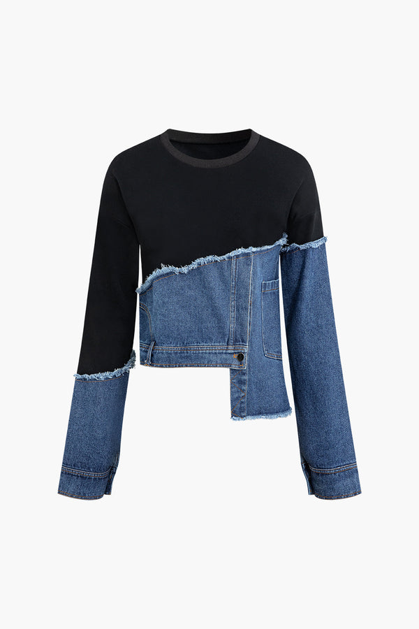 Contrast Denim Sweatshirt