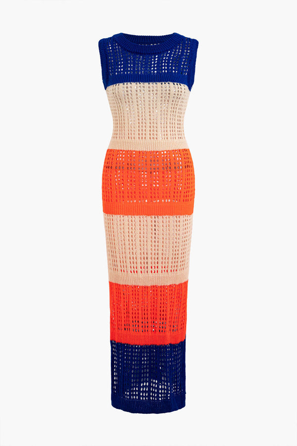 Colorblock Crochet Maxi Elbise