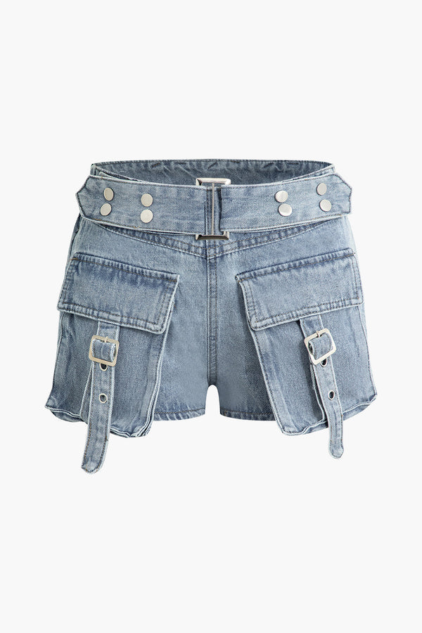 Utility Belted Denim Şort