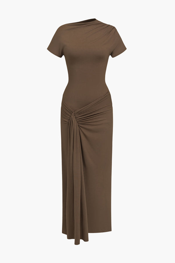 Earthy Elegance Drapeli Maxi Elbise