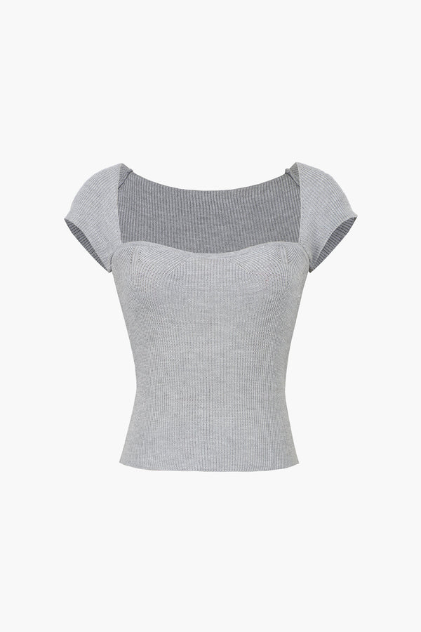 Elegance Ribbed Kısa Kollu Crop Top