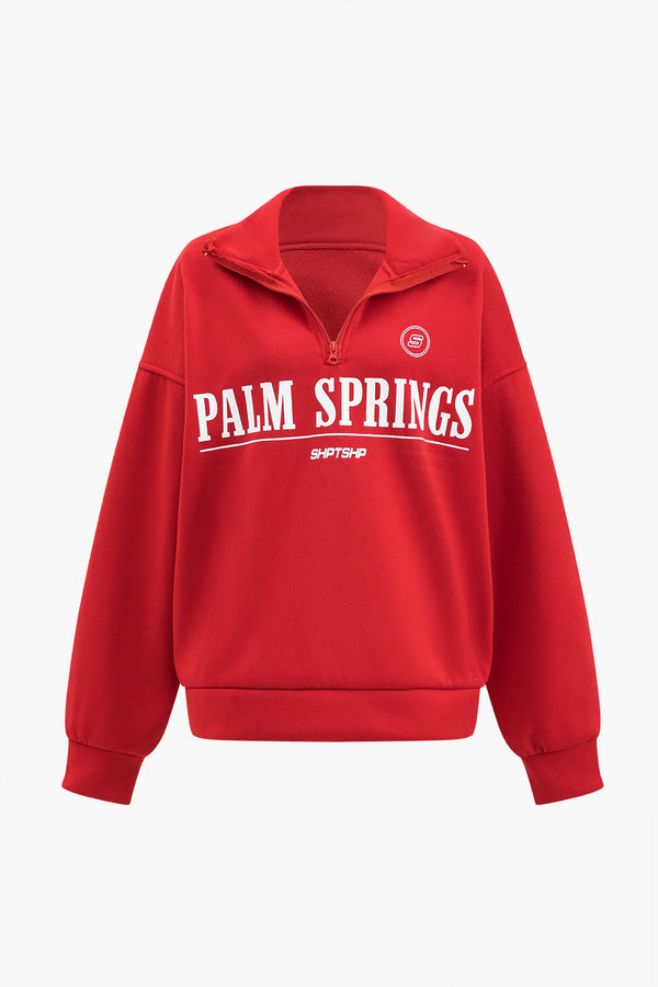 Palm Springs Yarım Fermuarlı Sweatshirt