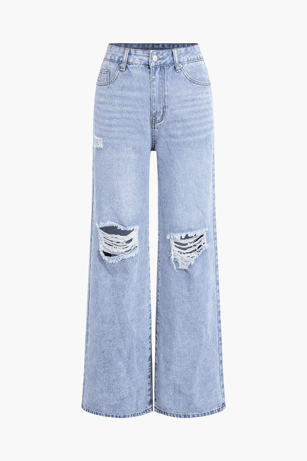 Vintage Ripped Denim Pantolon