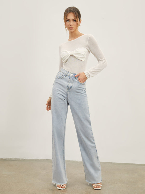 Cloud Blue Straight Fit Denim Pantolon