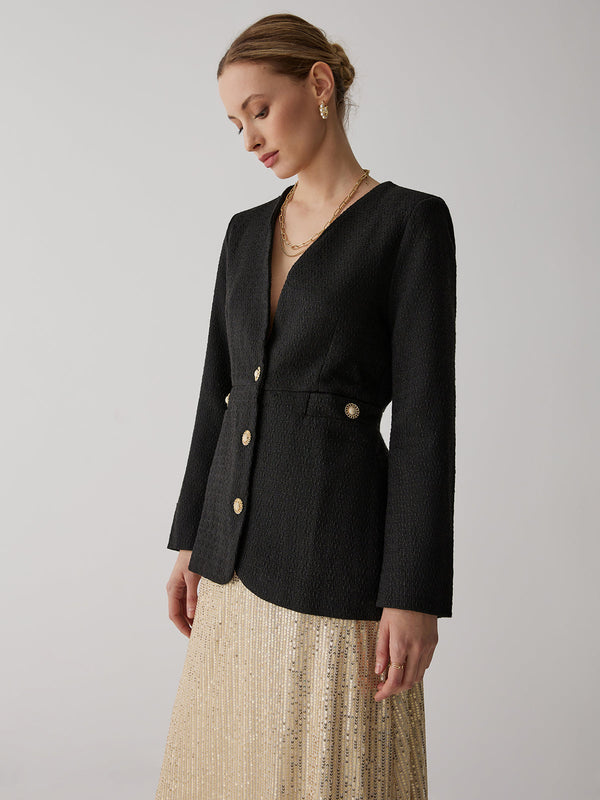 Golden Button Elegance Blazer