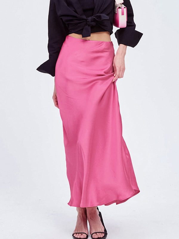 Blush Satin Maxi Etek