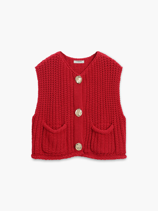 Scarlet Texture Knit Yelek