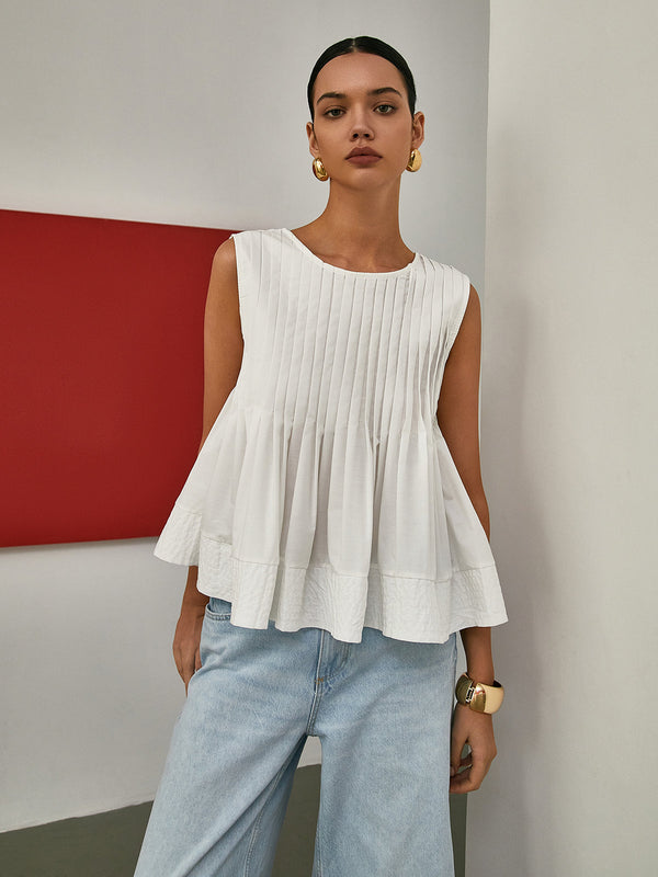 Elegant Pleats Kolsuz Bluz