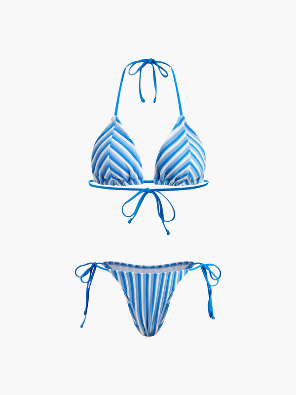 Azure Stripe Bikini Takımı