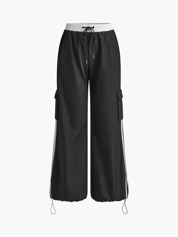 Dynamic Contrast Cargo Wide-Leg Pantolon