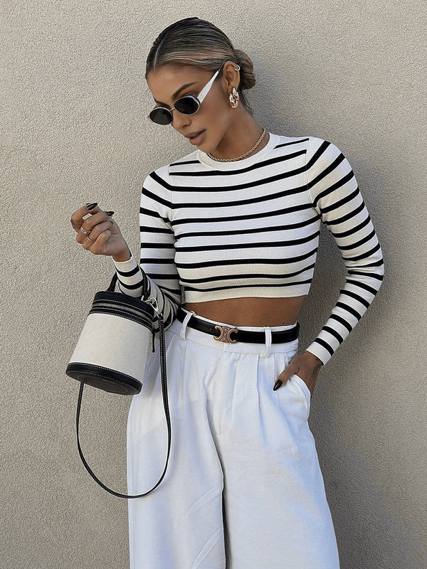 Striped Elegance Crop Top