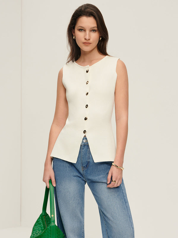 Pearl Buttoned Blazer Top