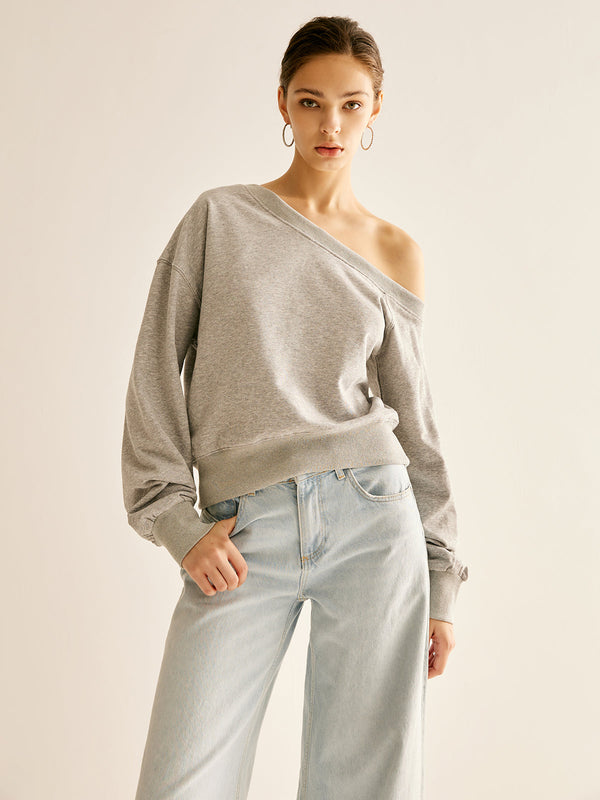 Casual Elegance Off-Shoulder Sweatshirt