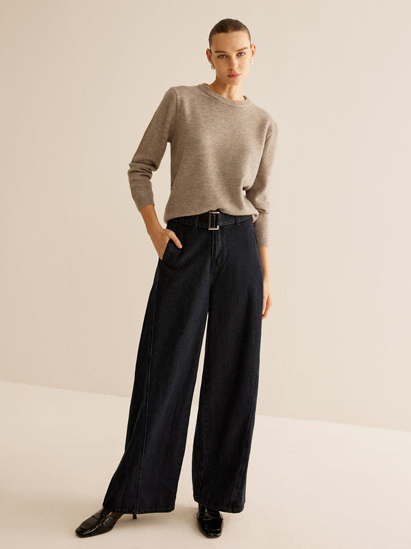 Noir Comfort Wide-Leg Pantolon