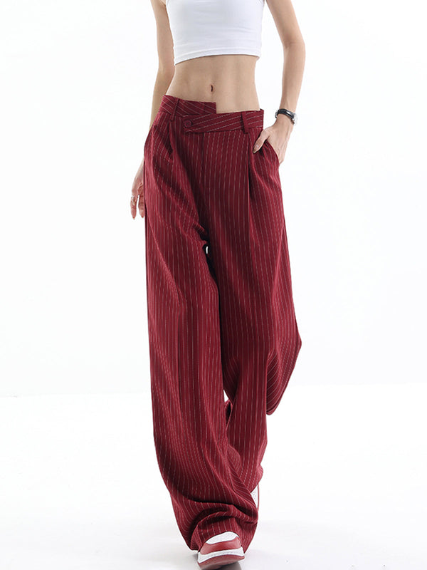 Crimson Pinstripe Palazzo Pantolon