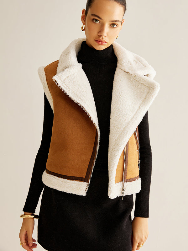 Rustik Shearling Kolsuz Ceket