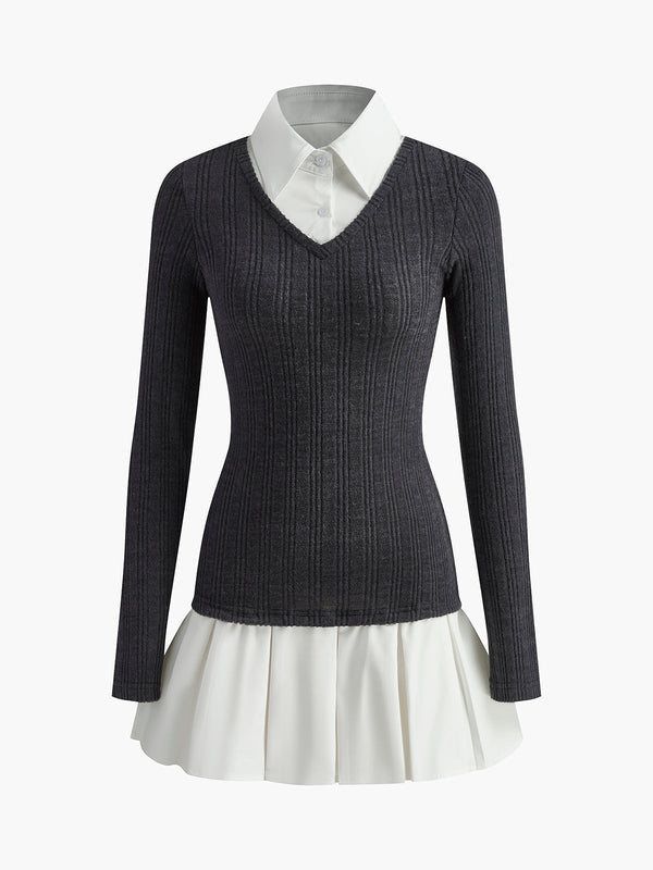 Academia Knit Shirt Elbise