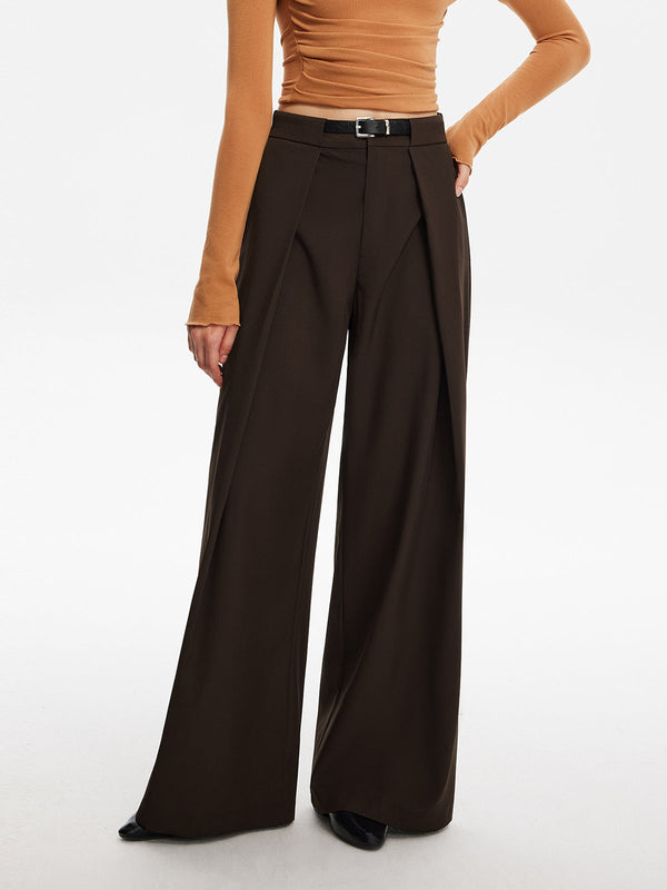 Dark Brown Pleated Pantolon