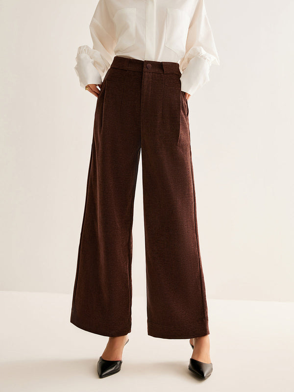 Auburn Texture Wide-Leg Pantolon