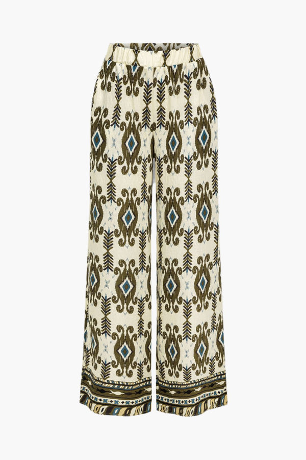 Tribal Elegance Wide-Leg Pantolon