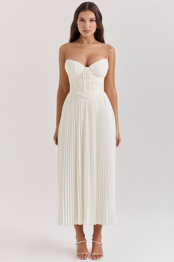 Celeste Pleated Corset Maxi  Elbise