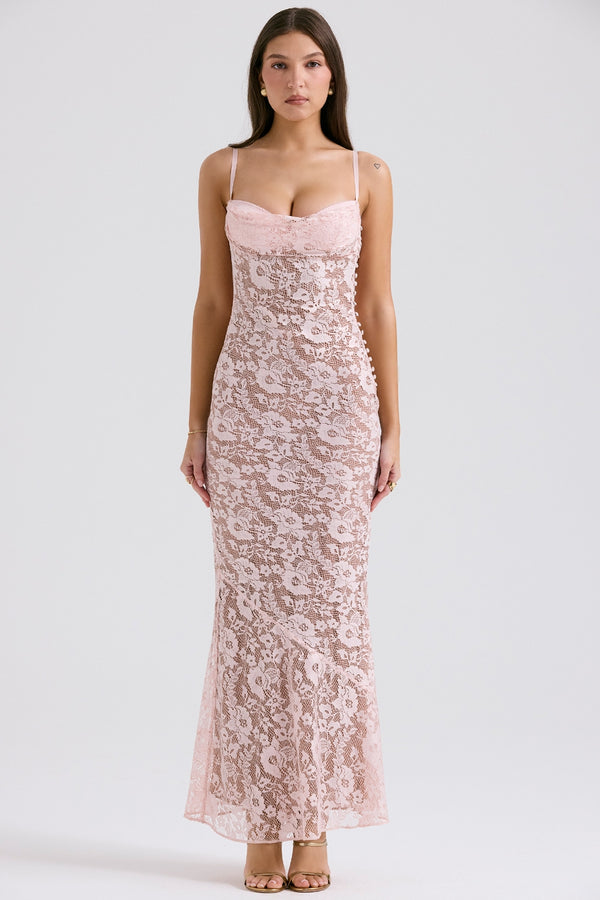 Azzurra Rose Lace Maxi Elbise