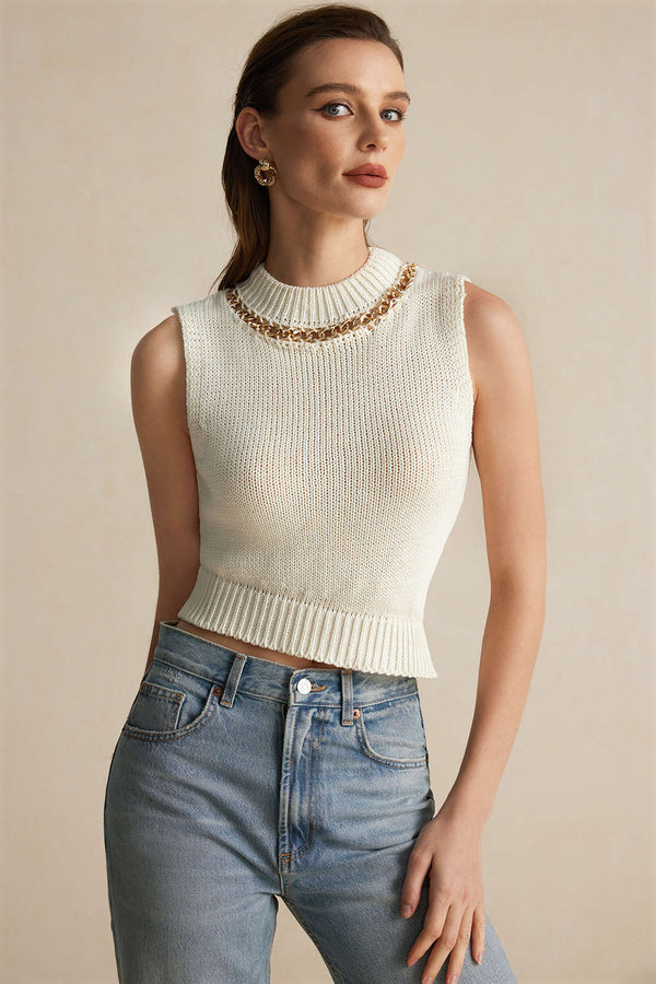 Chain Accent Knit Top