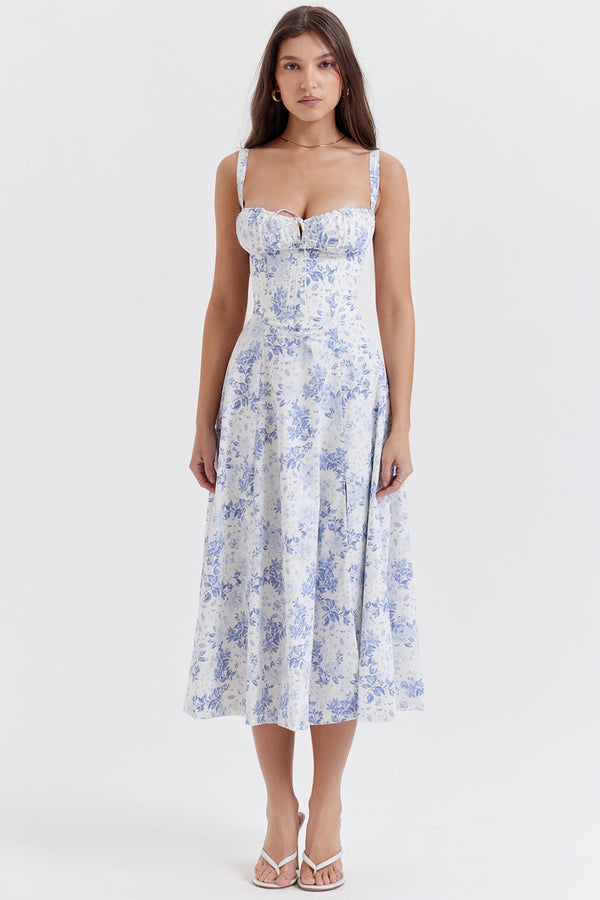 Mayella Floral Corset Midi Elbise