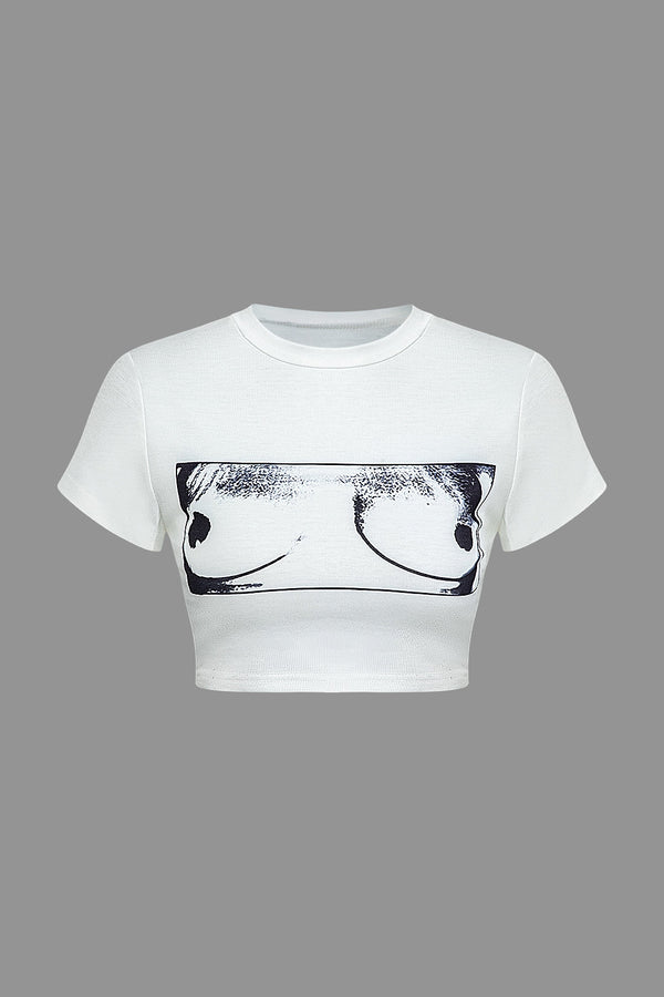 Artistic Print Crop T-Shirt