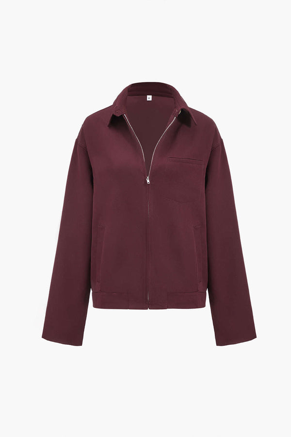 Burgundy Aura Zip-Up Jacket