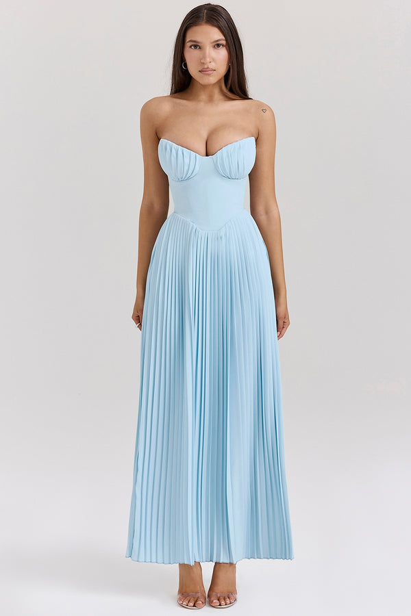 Aurelia Pleated Corset Maxi Elbise