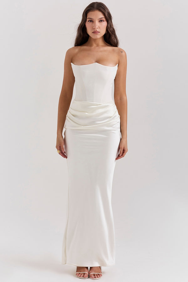 Ivory Grace Corset Maxi Elbise