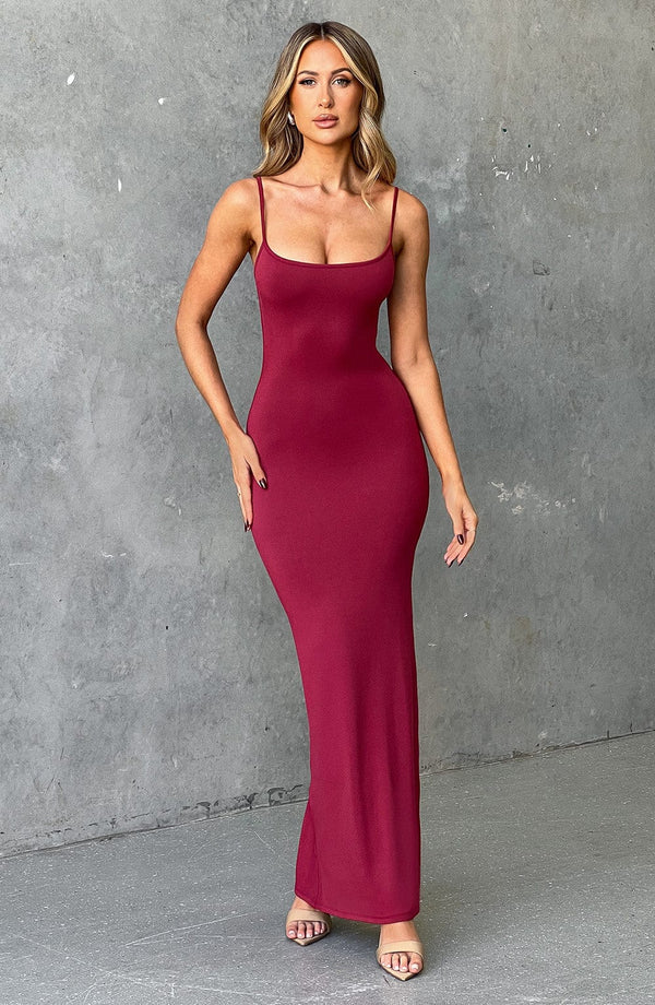 Cherry Elegance Maxi Elbise