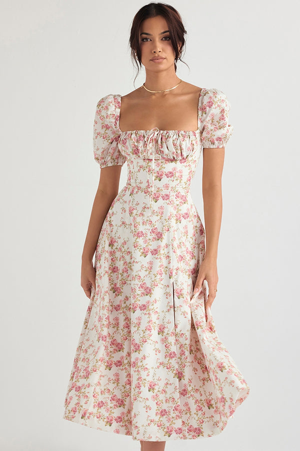 Blossom Reverie Corset Midi Elbise